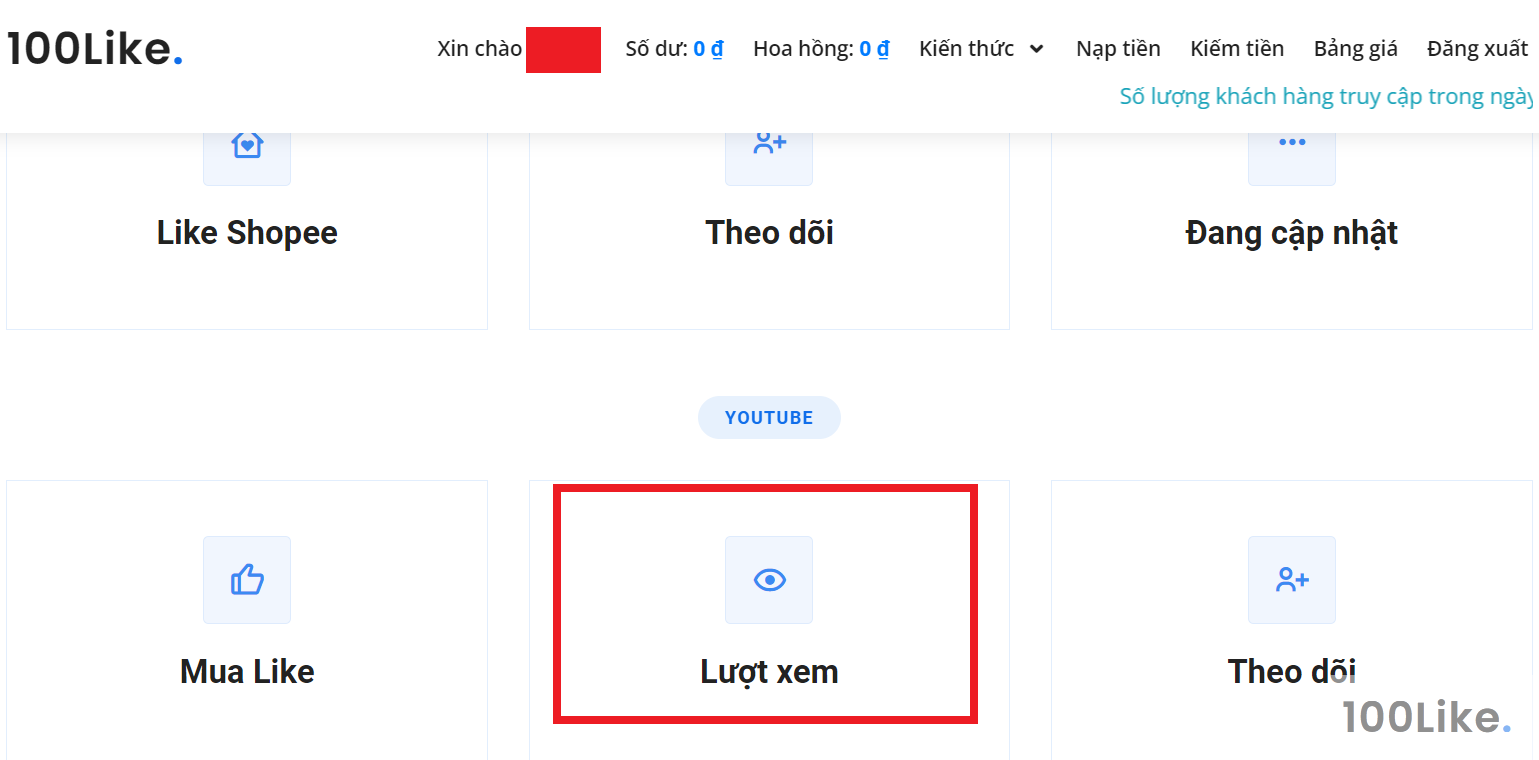 Dịch vụ tăng View của 100Like