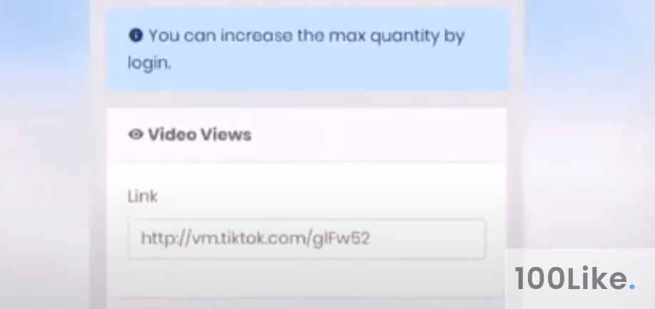 Bước 4: Nhập link liên video muốn tăng tim Tiktok.