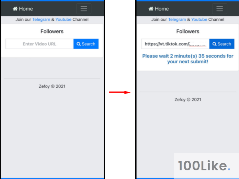 Bước 4: Nhập id TikTok và chọn Search.